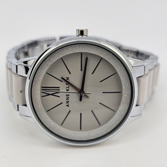 Anne Klein Women's Watch 37MM White Dial Two Tone Bracelet Band 7" New Battery - Picture 1 of 13